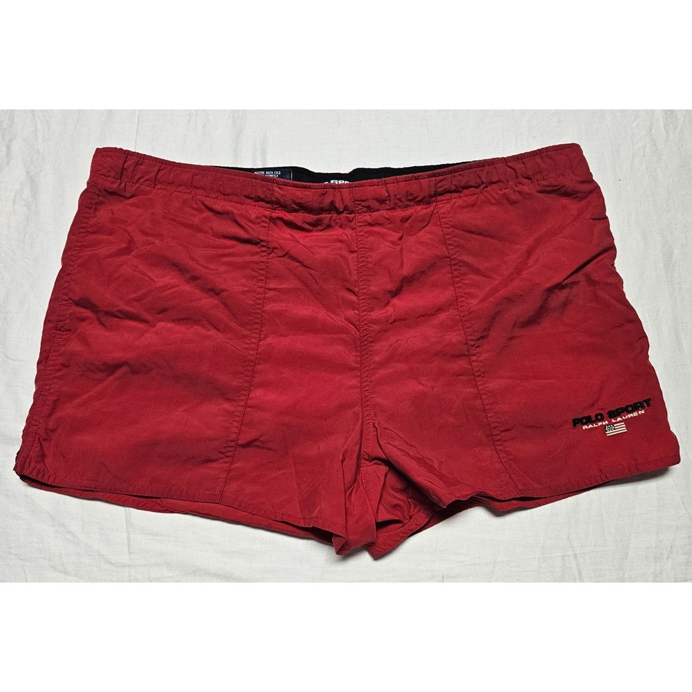 Polo Sport Swim Trunks Mens Medium Red Vintage Ralph Lauren Mesh Lined Shorts